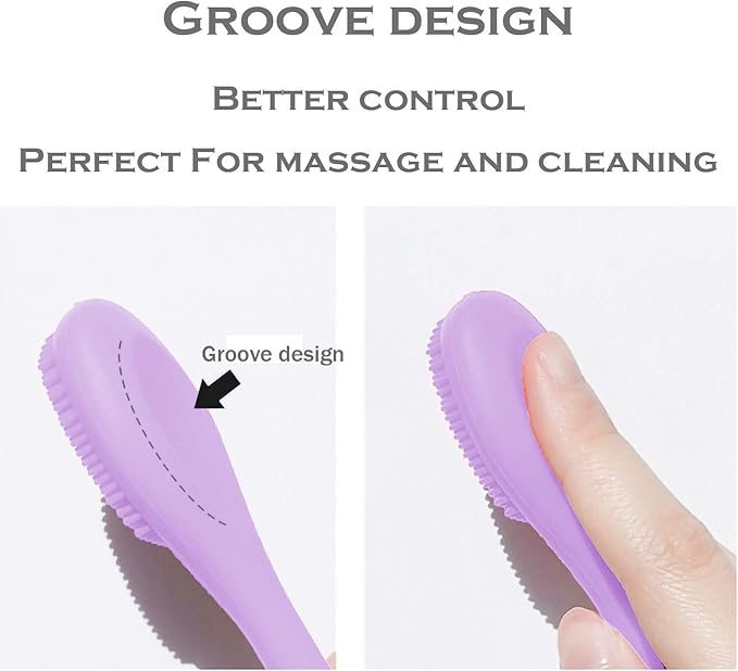RamPula Silicone Facial Mask Applicator Face Masks Skincare Brush Facial Scrubber Double-Head Lotion Spatula Scoop for Makeup,Foundation,Cream,Lotion,Moisturizer,Gel,Peel,Mud Masks (Purple+Gray)