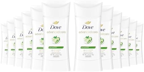 Dove Advanced Care Anti Deo Stick Cool Essentials Pack of 12 for helping your skin barrier repair after shaving 72 h odor control and all-day sweat protection with Pro Ceramide Technology 2.6 oz by Dove