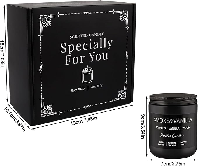 WPONSZU 4Psc Scented Candles Set,7oz Gifts for Men Aromatherapy,Soy Candle of Smokeless - Leather & Smoke, Vanilla Oakmoss, Lavender - Relaxing Fragrance for Home, Office, Yoga(Black)