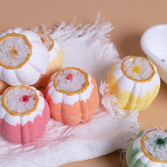 Bath Bombs Gift Set,6pcs Handmade Fizzies, Shea & Coco Butter Dry Skin Moisturize, Perfect for Bubble Spa Bath,Birthday Mothers Day Hallows' Day Gifts idea for Her