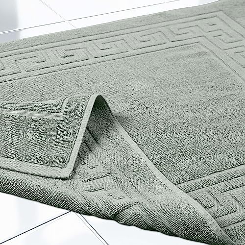 Superior Heavyweight Cotton Bath Mats, Bath Rugs For Bathroom Accessories, Washable Rug For Shower, Bath, Toilet, Modern Decor, No Backing, Luxury Hotel And Spa Quality, Set of 2, 22" x 35", Sage - Image 5