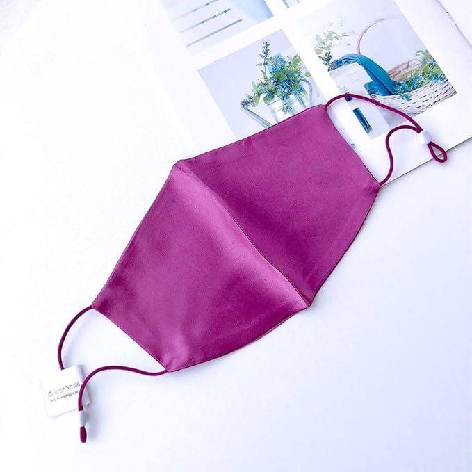 ROSEWARD 100% Mulberry Silk Face Mask for Women Men Reusable Adjustable with Filter Pocket