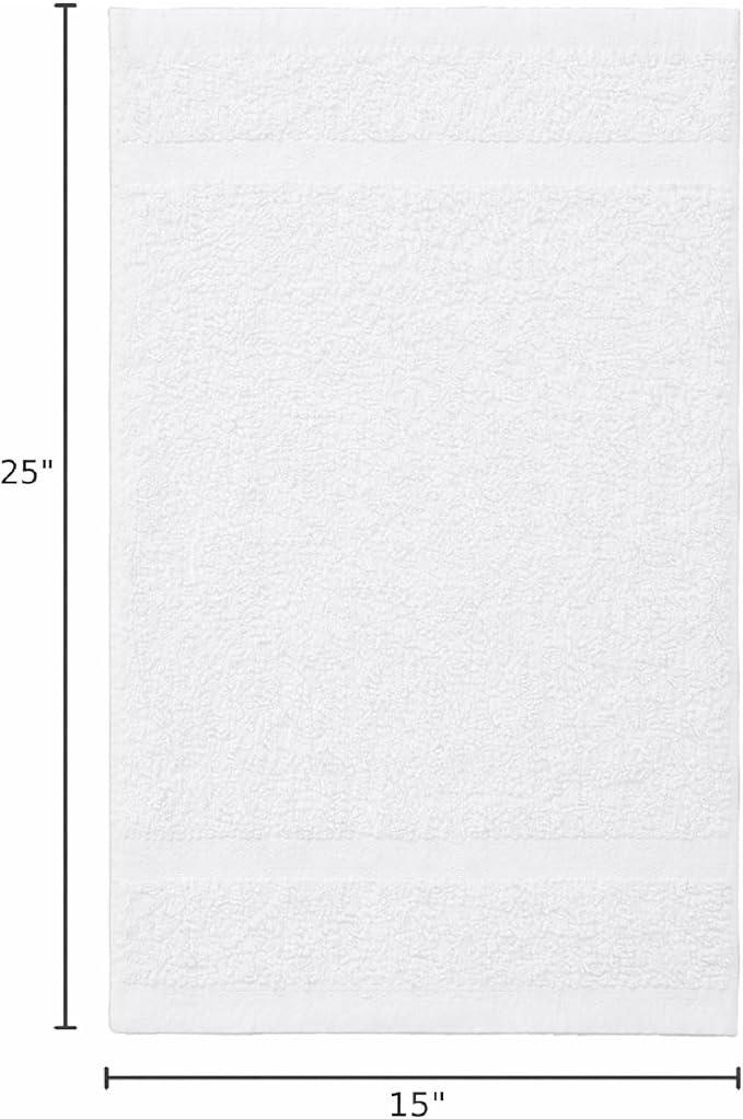 HOME ESSENTIALS Salon Towels (15 x 25 inches) 24 Pack, White Hand Towels for Bathroom, Quick Dry Gym Towels, Spa Face Towel, Absorbent Cotton Towels for Barber, Gym, Bath, Pedicure and Home Hair Care