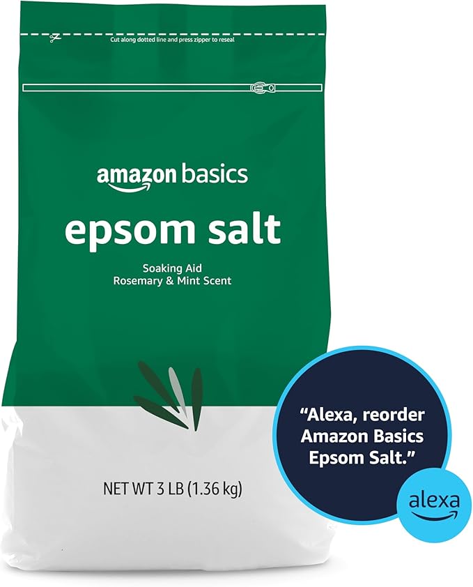Amazon Basics Epsom Salt Soaking Aid, Soothing Rosemary & Mint Scent, 3 Pound (Pack of 1) (Previously Solimo)
