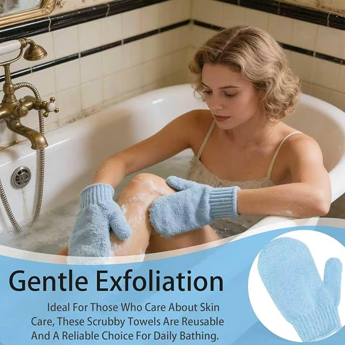 8Pcs Exfoliating Gloves -Shower Gloves - Bath and Body Exfoliator Mitts - Scrubs Away Ingrown Hair and Dead Skin - Exfoliating Gloves for Shower, Spa and Massage