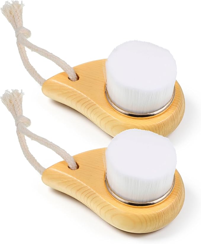 2pcs Soft Bristle Face Cleansing Brush Manual Face Brush for Deep Pore Cleaning Faces Scrubber Exfoliation Lymphatic Drainage Makeup Care and Skin Care with Soft Bristles Ergonomic Handle