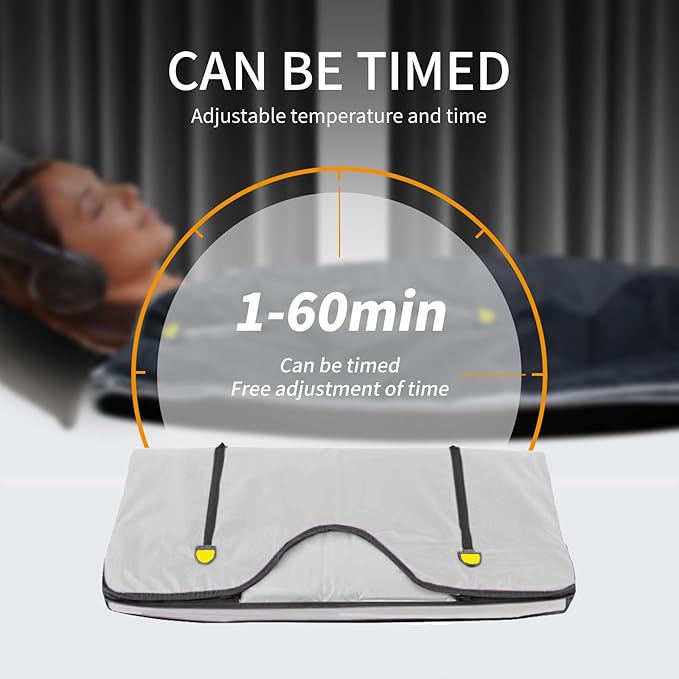 Infrared Sauna Blanket, Upgraded Blanket for Detox, Home Sauna with Remote, Including 5 Pieces Plastic Sheeting for Body Wrap (Silvery)
