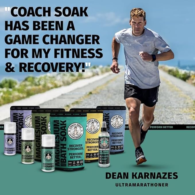 Coach Soak Magnesium Lotion with MSM - Magnesium Chloride & Menthol - Non-Greasy Alternative to Epsom Salt Lotion and Cream - Apply Before Sleep for Feet, Leg Cramps & Body - All Scents 10oz (3 Pack)