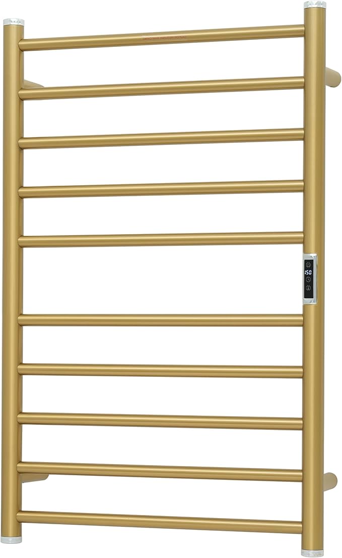 Electric Towel Warmer Rack,Heating Towel Warmer,Timer & Temperature Control,Wall-Mounted Plug-in for Bathroom, Gold,Stainless Steel,10-Bar(31.5x20.08x4.41in)