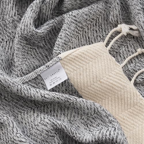 BAY LAUREL Turkish Hand Towel – Pack of 2 | Soft & Absorbent Decorative Towels for Bathroom, Hand, Face, Hair, Gym, Yoga, SPA, Kitchen & Tea | Boho Decor (Gray, Herringbone 16x40 Inches (Set of 2) - Image 2