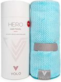 VOLO Hero Hair Towel – Ultra Soft Nanoweave™ Microfiber, Super Absorbent Quick Dry, Reduces Dry Time 50%, Anti-Frizz & Breakage, Secure Snug Strap, Large Wrap for All Hair Types - Capri Blue