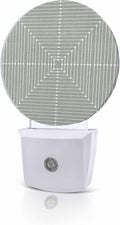 Night Lights Auto Sensor Sage Green Aesthetic Night Light Lines Perspective Box Round Lamp Plug-in LED Nightlights Dusk to Dawn for Living Room Bedroom Bathroom Hallway Wall Decor