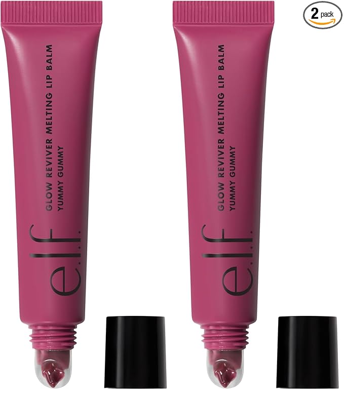 e.l.f. Glow Reviver Melting Lip Balm,Hydrating Tinted Lip Balm For A Glossy Finish & Soft,Supple Lips,Vegan & Cruelty-Free,Yummy Gummy,(Pack of 2)