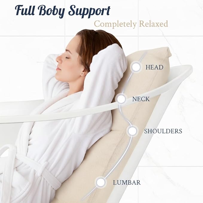 Luxury Bath Pillow for Bathtub, Soft & Comfortable Head Neck & Back Support, Adjustable Thickness, Quick Drying Bathtub Pillow for Pain Relief, Ideal Gift for Christmas Birthday Mother’s Day