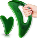 BBTO 2 Pcs Body Gua Sha Tool Large Resin Scraping Tools with Handle for Back, Neck, Face, Leg - Lymphatic Drainage, Cellulite Removal, Muscle Relief (Green)