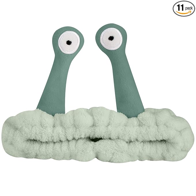 Jowmoy Cute Light green Snail Headband,Wash Face for Women Makeup Shower Spa Headband (1pack)