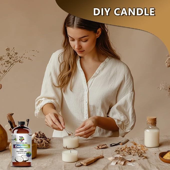 Coconut Essential Oil - GV77ZF Coconut Oils for Diffusers, Humidifiers, DIY Candles, Soap, Cleaning, Home, Office, Yoga, Massage, Gifts - 16 fl oz (480 ml)