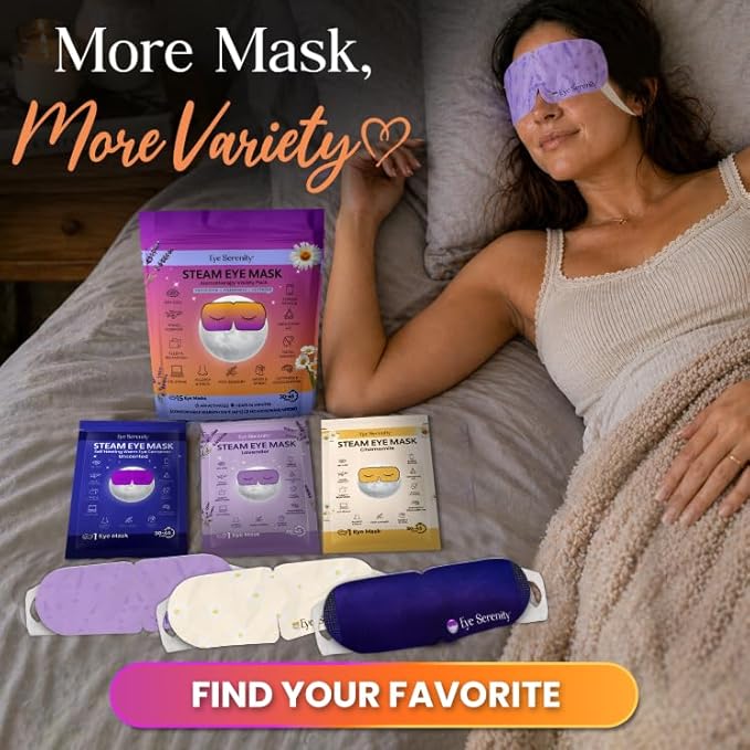 Eye Serenity Steam Eye Mask, Heated Eye Mask, Self Heating Warm Compress for Dry Eyes, Fast Relief for Stye, Puffy Sensitive Eyes, Moist Heat, Mothers Day Gifts for Women and Men - Variety