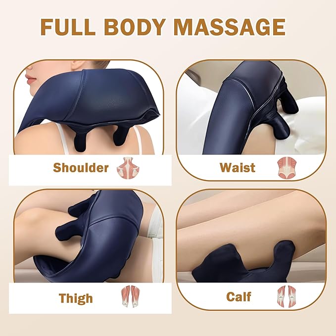 Joyset Cordless Neck Massager with Heat, 6D Deep Kneading Neck Shoulder Massager for Pain Relief, Shiatsu Massager for Shoulder, All Body, 2 Speed Intensities