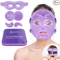 Atsuwell Cooling Ice Face Eye Mask Set for Dark Circles and Puffiness, 6 Gel Cold Packs for Face, Eyes, Soft Plush Lining Ice Pads Cold Compress, Relaxation, Cool Bag Included