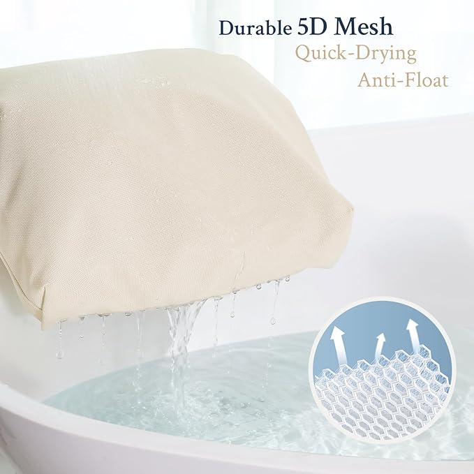 Luxury Bathtub Pillow, Gift for Christmas Birthday Mother's Day, Skin-Friendly Cushion, Support Back, Neck & Head, Non-Slip, Adjustable Thickness, Washable & Quick-Drying - Ideal for Home Spa Days