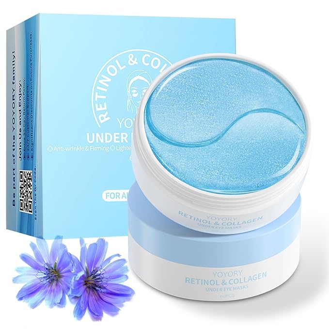 Under Eye Patches Masks - for Dark Circles, Puffy Eyes, Fine Lines, Wrinkles, Eye Bags Treatment with Collagen and Hyaluronic Acid,Firming & Cooling, Moisturizing and Hydrating (60 Pcs) Blue