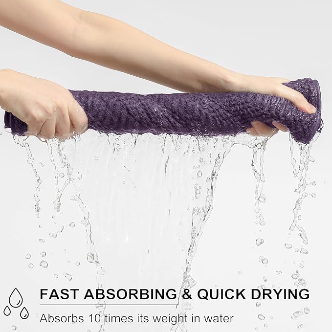 Ycosy 4 Pack Extra Large Microfiber Bath Towels Set,35x70 inches,600GSM,Less Lint Highly Absorbent Super Soft & Quick Dry,Oversized Bath Towels,Perfect for Bathroom Gym Pool,Dark Purple