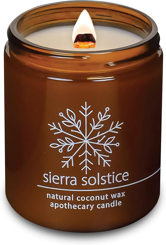 Hemlock Park Sierra Solstice Apothecary Hand-Poured Scented Candle | Crackling Wood Wick, Botanical Fragrance & Coconut Wax | Up to 60 Hour Burn Time | 8 oz