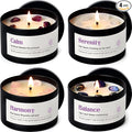 AOOVOO Crystal Soothing Candles Set for Women - 4 Pack 26 oz Soy Wax Candle for Home Scented, 200 Hour Long Lasting Candle, Calm Amethyst/Serenity Clear Quartz/Harmony Rose Quartz/Balance Lapis Lazuli