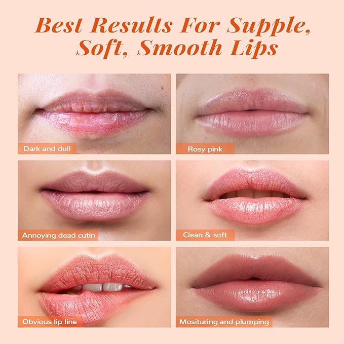 ANAI RUI Lip Scrub & Mask Set, Lip Scrubber Exfoliator, Lip Sugar Scrub, Lip Sleeping Mask, Moisturizering for Dry, Chapped, Dark Lips, Overnight Lip Mask, Peach, Mothers Day Gifts