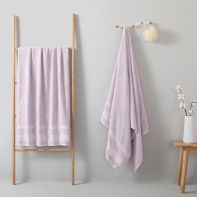 REDKISS 100% Cotton Bath Towels Set of 2, Extra Large Bath Sheets 35 X 70 Inches, 800G, Quick Dry, Ultra Soft & Super Absorbent Bathroom Towel Sets for Bathroom, Gym, Spa, Pool & Hotel, Purple