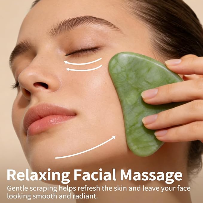 huefull Natural Xiuyan Jade Gua Sha Tool for Face & Body, Self-Care Gift for Women & Men