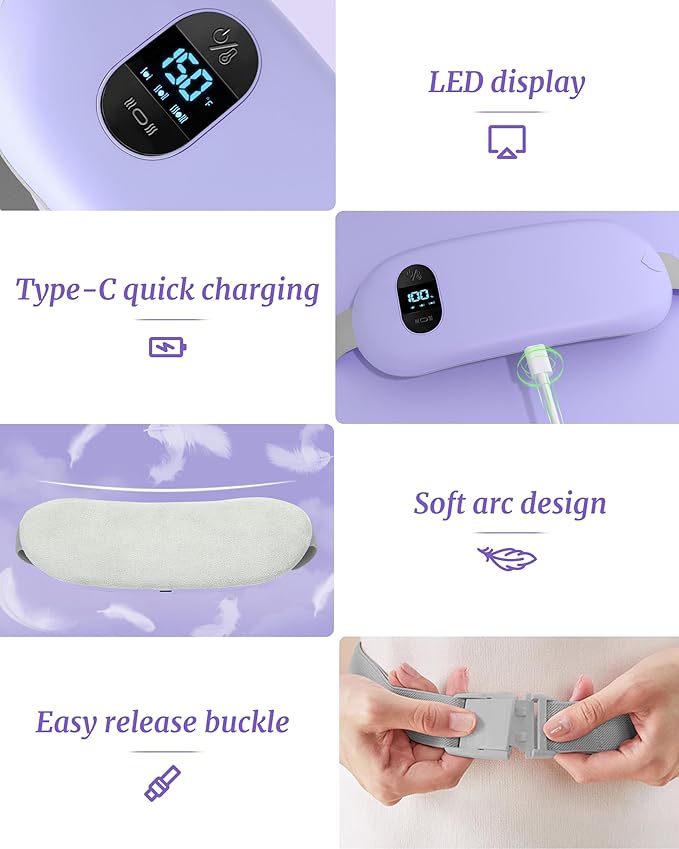 Portable Heating Pad for Cramps Upgraded Cordless Electric Period Heat Pad for Back Menstrual Belt 6 Heat 6 Massage Mode Gifts for Women Girl Her Girlfriend