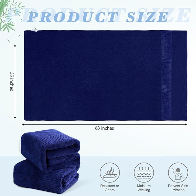 SEISSO Bath Towels, Super Soft Towels for Bathroom, Highly Absorbent Large Towel Set 35 x 63 Inches, Quick Dry Multipurpose Use for Fitness,Spa,Sports Towels,Yoga Towel, Navy Blue (2 Pack)