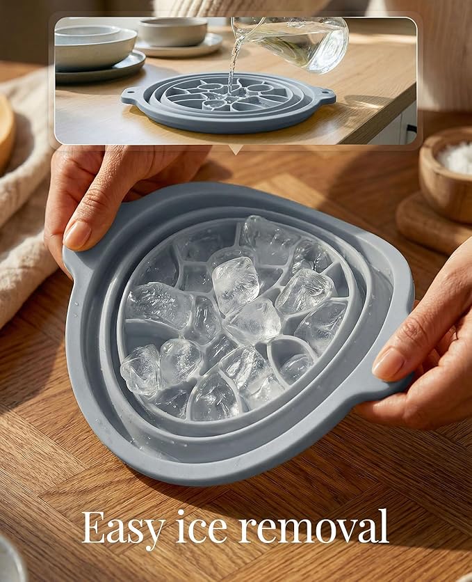 Face Ice Bath Bowl with Built-in Ice Tray, Foldable Silicone Face Bowl for Ice, Reusable Small Ice Facial Bowl for Puffiness Reduction, Skin Tightening, Acne Relief, Spa Tool for Home, Travel