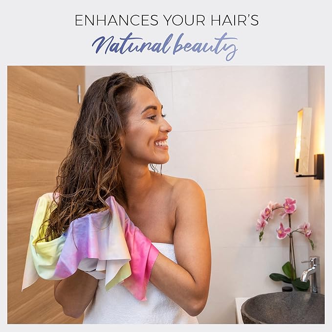 Microfiber Hair Towel Wrap with Wet & Dry Detangling Brush – Fast Drying Anti-Frizz Hair Drying Turban for Curly, Wavy and Straight Hair – Gentle Absorbent Hair Care for Women, Girls and Kids