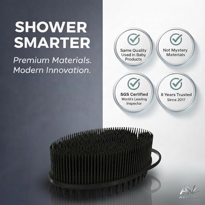 Avilana Premium Scalp Massager Shampoo Brush - 8 Years Trusted Since 2017 - SGS Certified Silicone Scrubber, Soft Bristles All Hair Types, Gentle Scalp Exfoliation Hair Care Women Men Color Treated