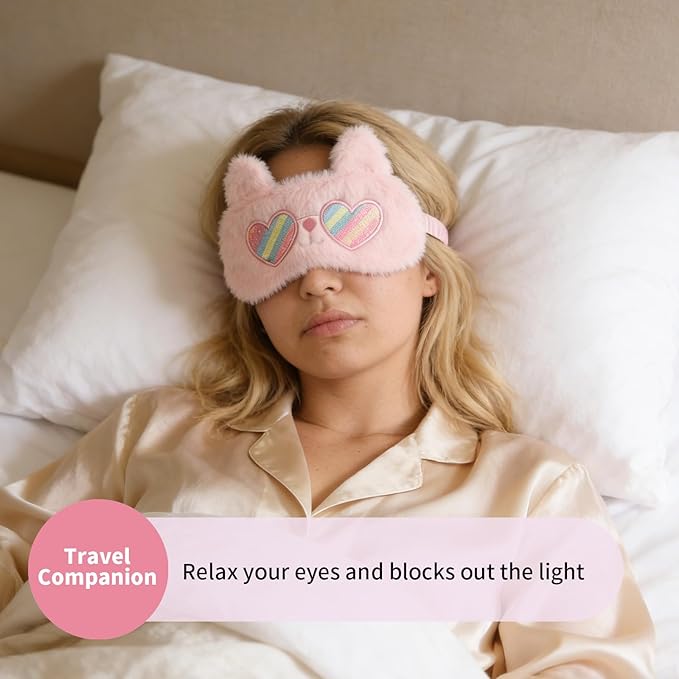 PERFECTSIGHT Sleep Eye Masks, Cute Sleep Eye Cover Lightweight Adjustable Eyeshade Mask Cover for Women Men Sleep Travel Nap, Sunglasses Bunny