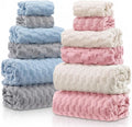 Gilprop 12 Pcs Soft Bath Towels Set for Bathroom Quick Dry, 4 Bath Sheets 4 Hand Towels 4 Washcloth Absorbent Microfiber Fluffy Shower Washcloth for Spa Gym Hotel Travel(Soft Color)