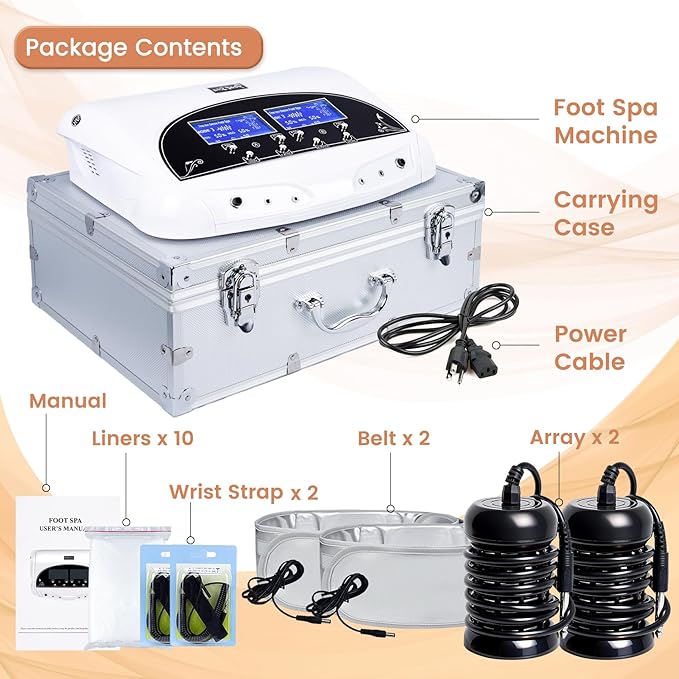 LeCuag Dual Ionic Foot Bath Detox Machine, Negative Ion Foot Spa Cleanse with 2 Arrays & 2 FIR Belts, Home Use Body Detox Foot Spa