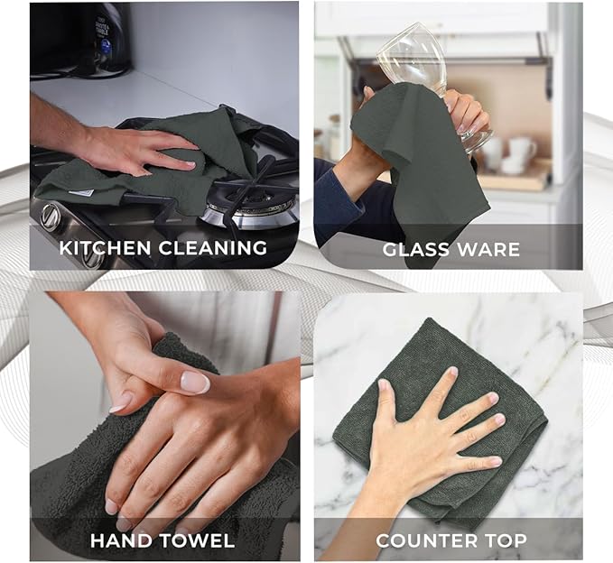 Avalon Towels Cotton Washcloths – (Pack of 48) Size 12x12 Inches, 100% Ring Spun Cotton, Soft & Absorbent Face Towels, Gym Towels, Hotel and Spa Quality, Reusable Fingertip Towels (Grey)