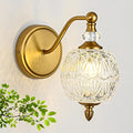 1 Piece Vintage Wall Sconce, 1-Light Mid Century Matte Brass Finish Wall Sconce with Globe Glass Shade, Retro Light for Bathroom, Bedroom, Living Room,Powder Room