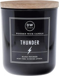 DW Home Thunder Wooden Wick Candle – Cedarwood, Birch & Bergamot Fragrance, Crackling Wooden Wick Jar Candle, Long Burning Home Fragrance