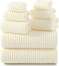 REDKISS Cream Microfiber Bath Towels Set 8 Piece - 70x35 Inches Bathroom Towels of 8 Large, Oversized Bath Towel with 2 Hair Towel Wrap, Highly Absorbent Soft Shower Towels for Bathroom, Hotel, Gym