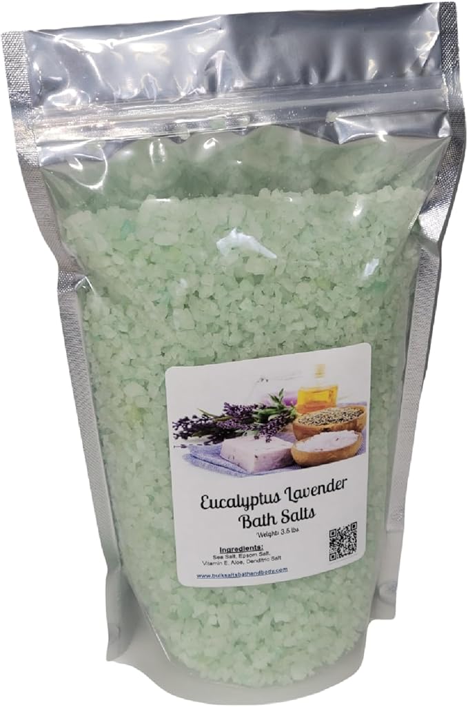 Bath Salts | 4lb Bag (64oz.) | Choose Your Scent | Epsom Salt | Sea Salt| Bathing | Body Care | Beauty | Relaxation | Spa | Pedicure | Manicure | Soak (Eucalyptus)