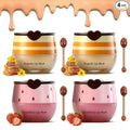 4PCS Strawberry & Bee Lip Balm Honey Pot, Vitamin E & Moisturizing Propolis Sleeping Lip Mask, Effective Reduces Lip Lines Prevention Dry and Cracked Scrubs Exfoliator Lip Wrinkle Care Product