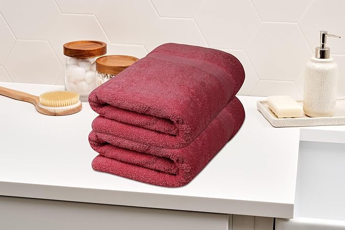 Softolle 100% Cotton Luxury Bath Sheets - Pack of 2 (35" x 70") | Super Soft, Quick-Dry & Highly Absorbent Towels for Bathroom, Home, Spa & Gym (Burgundy)