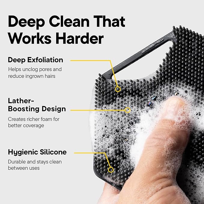 TOOLETRIES Body Scrubber 2.0 – Premium Silicone Shower Scrubber for Skin Exfoliation, Ergonomic Handle with Lather-Boosting Bristles, Quick Drying and Long-Lasting - Charcoal