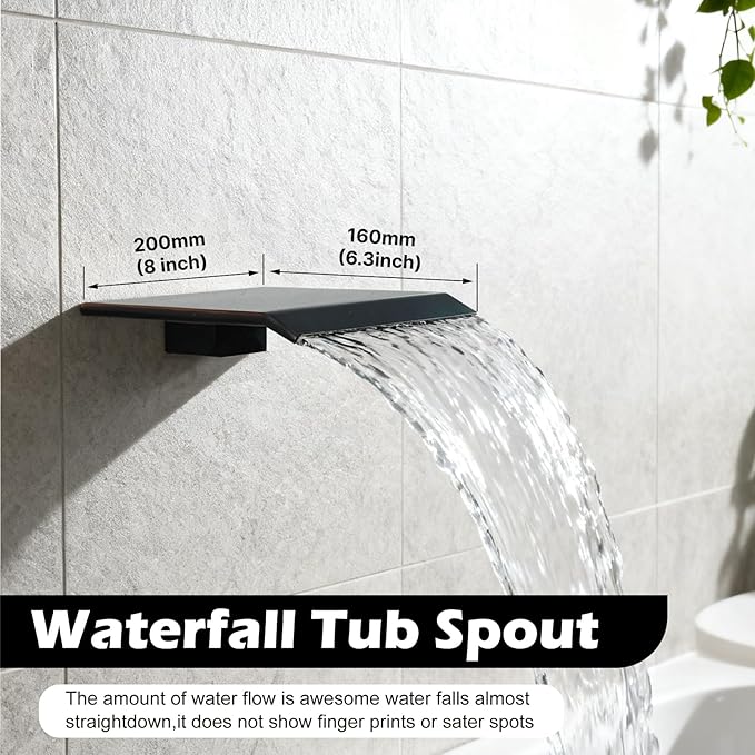 Midanya Shower System with Tub Spout,Bathtub Shower Faucet Set with Square Rainfall Head and Handheld Sprayer Wall Mount Tub Faucet Set with Valve and Trim Kit,8 Inch Oil Rubbed Bronze