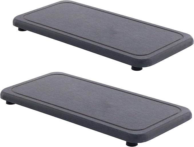 NiuYichee 2 Pcs Water Absorbing Stone Trays, Kitchen/Bathroom Sink Soap Dish, Diatomite Tray Used for Hand Soap & Cosmetic Bottles in The Modern Home, 4" W x 8.3" L, Dark Gray